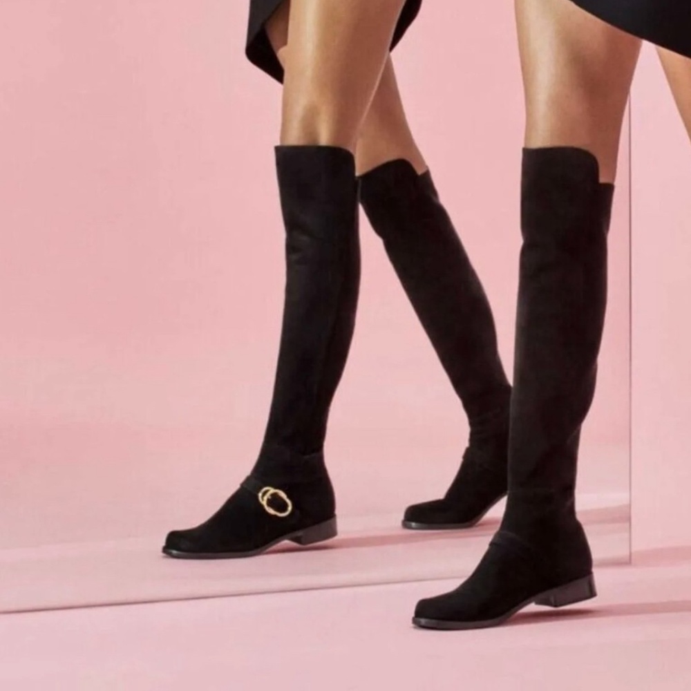 NEW Stuart Weizmann Siella suede 50/50 over the knee boots